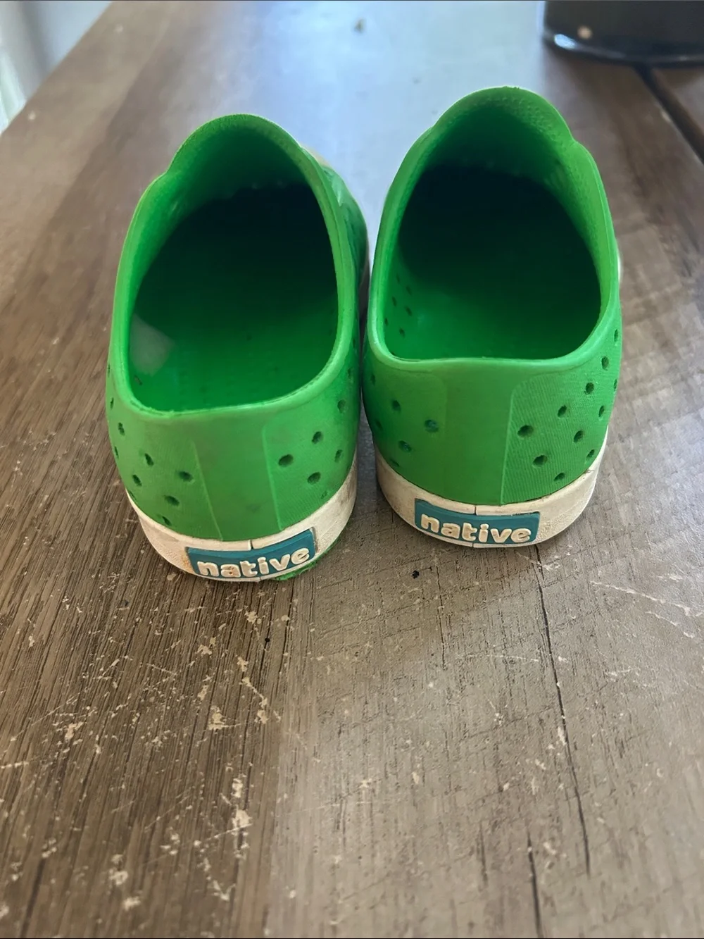 Native Kids Green Water Shoes with White Toe Cap